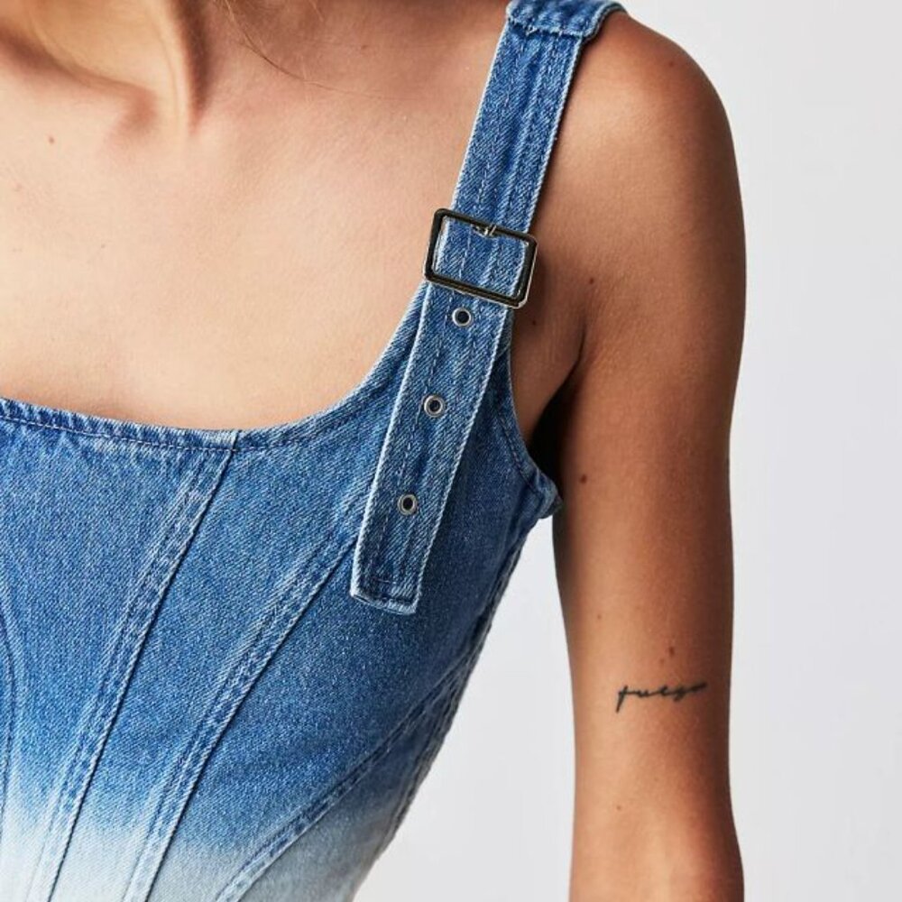 NWT Amanda Uprichard Raisa Denim Top - Picture 3 of 8